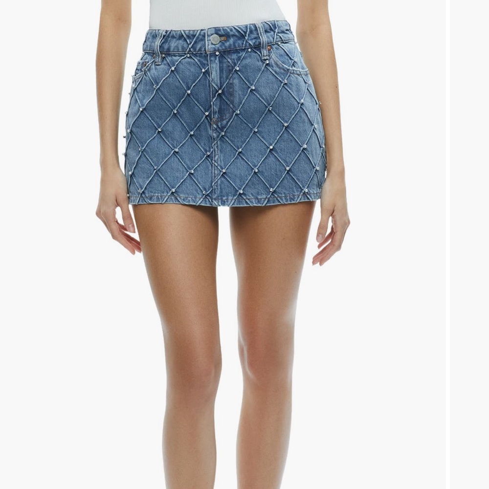 🔥NWT $395 Alice + Olivia embellished denim mini skirt size 30
